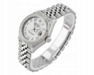 ROLEX LADY-DATEJUST 28 JUBILEE STEEL/WHITE GOLD 18K SILVER ROMAN DIAL REF. 279174 FULL SET