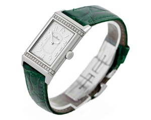 JAEGER-LECOULTRE GRANDE REVERSO LADY ULTRA THIN STEEL DIAMONDS SILVER DIAL REF. Q3208423 (268.8.86)