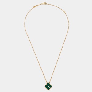 NASZYJNIK VAN CLEEF & ARPELS VINTAGE ALHAMBRA - MALACHITE & DIAMOND